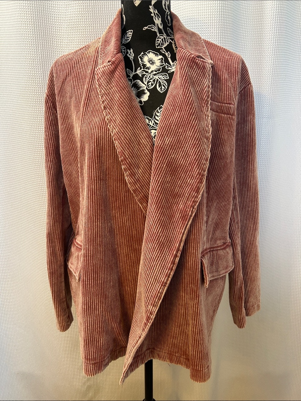 NWOT POL Open Front Oversized Corduroy Blazer Shacket in Dusty Rose Pink Women S - Picture 3 of 11